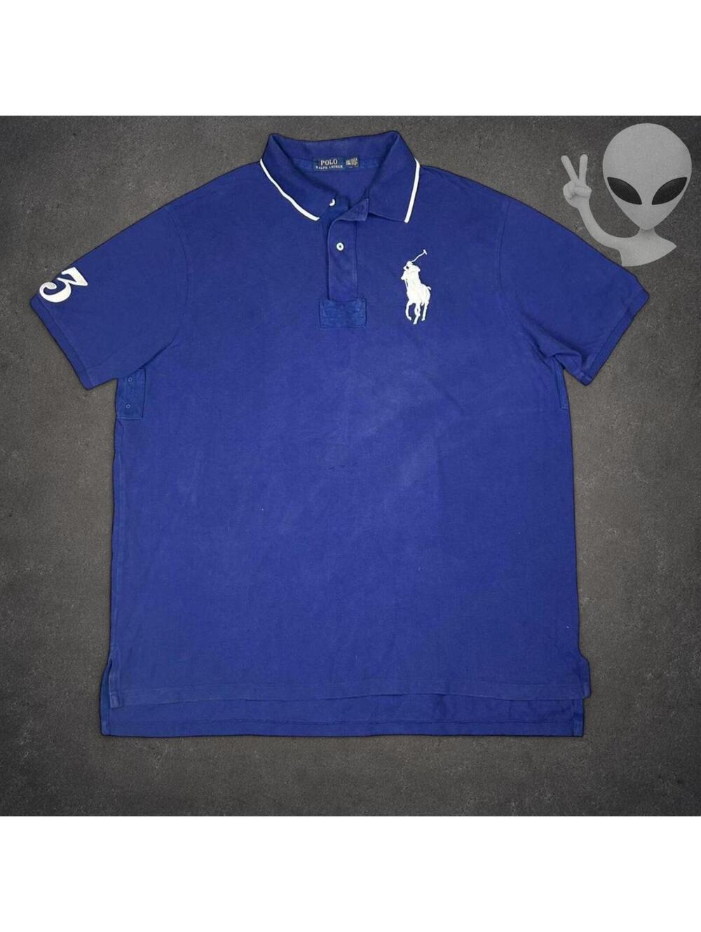 Polo Ralph Lauren Big Pony Polo Shirt Mens US 2XLT Blue White Short Sleeve #3